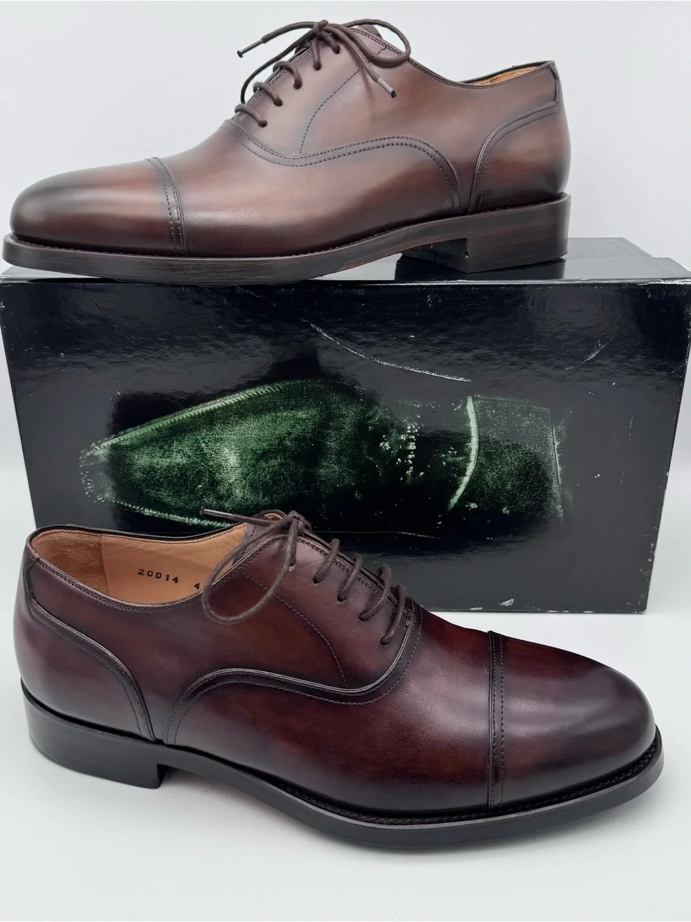 Magnanni Arcade Tabaco Leather Cap Toe Oxford Shoes Men EU 41 US 8 Made In Spain